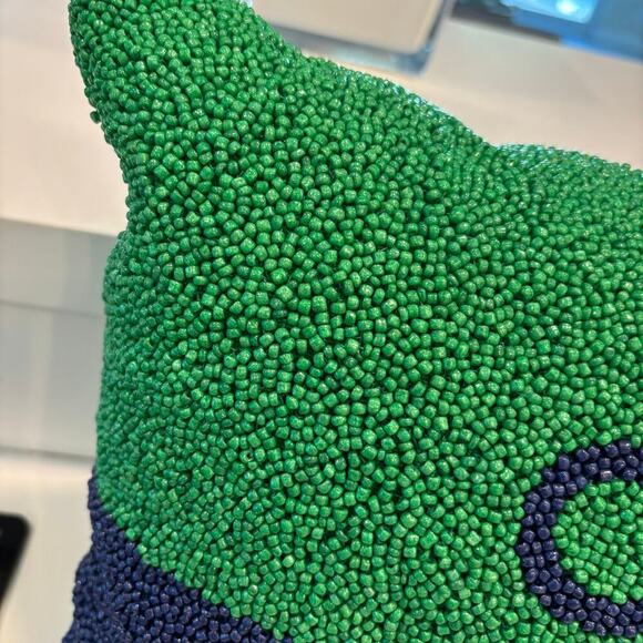 Sold Out Kate Spade New York Couch Potato Hook Pillow Green Blue Beaded Collab - Picture 2 of 7